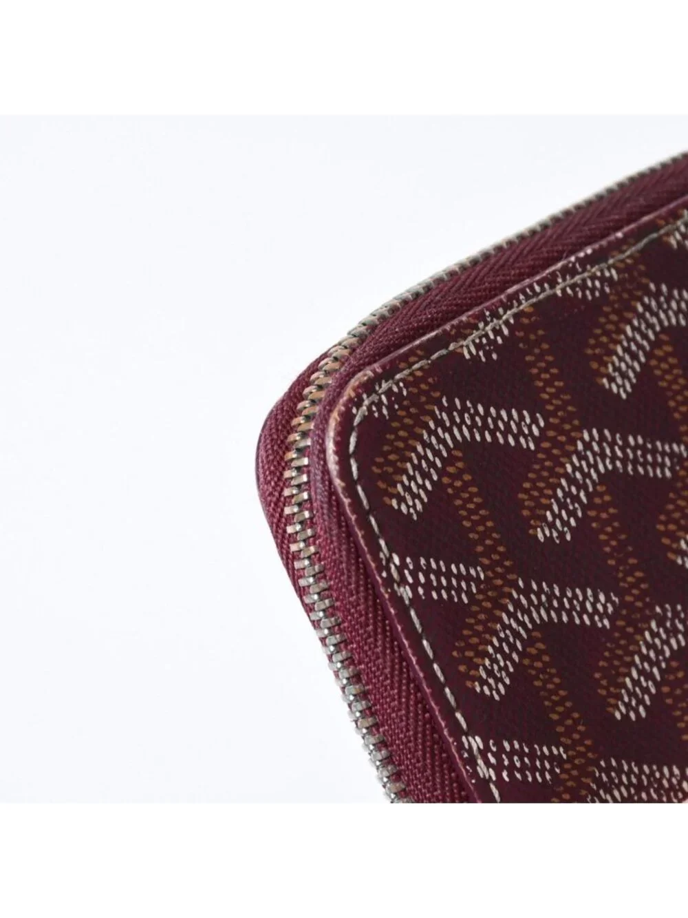 Goyard Matignon PM Card Case Coin Purse Din Canvas Leather Red Silver